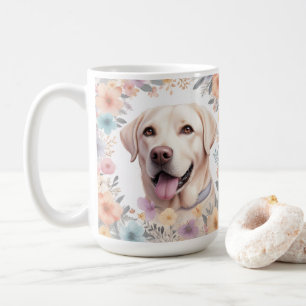 Caneca De Café Ilustração Caprichosa de Labrador Retriever Floral
