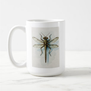 Caneca De Café Ilustração Científica Vintage de Libélula Natureza