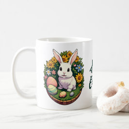 Caneca De Café Ilustração Clássica de Coelhinho de Páscoa. Felz p