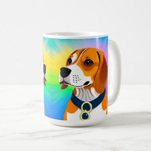 Caneca De Café Ilustração Colorida de Cachorro de Desenho Animado