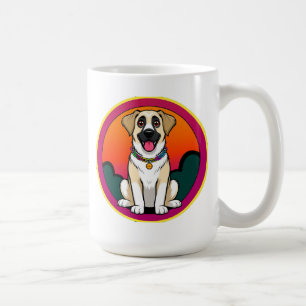 Caneca De Café Ilustração Colorida de Um Cão Sorridente