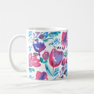 Caneca De Café ilustração com desenho de mão rústica floral e