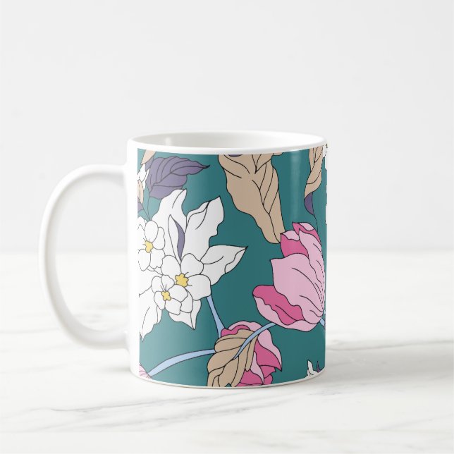 Caneca De Café ilustração com design de flor,arte,padrão,parte de (Esquerda)