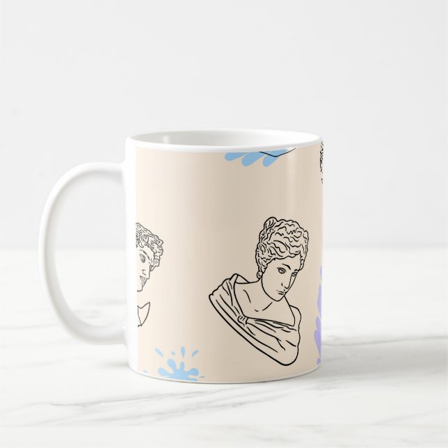 Caneca De Café Ilustração com os contornos das estátuas gregas. B (Esquerda)