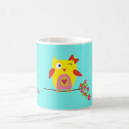 Caneca De Café Ilustração Cor-de-rosa amarela de coroa branca per