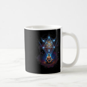 Caneca De Café Ilustração Cósmica do Cubo de Metatron Ioga Medita