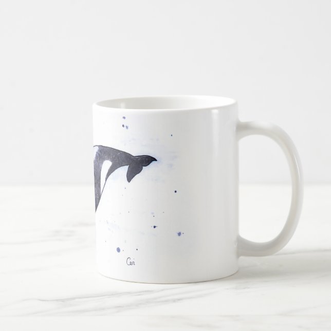 Caneca De Café Ilustração da baleia de assassino da orca (Direita)