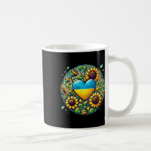 Caneca De Café Ilustração da Bandeira da Ucrânia e Girassóis