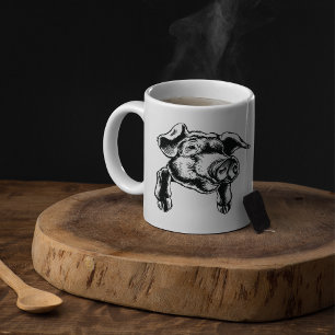 Caneca De Café Ilustração da Cabeça de Suíno Coffee Mug