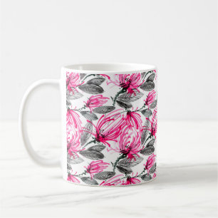 Caneca De Café Ilustração da cor da água e da tinta da flor ve