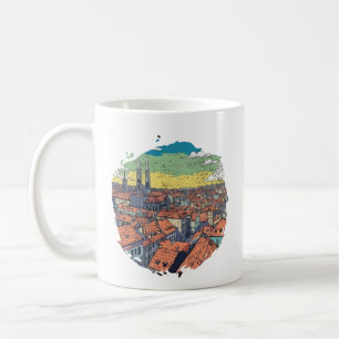 CANECA DE CAFÉ ILUSTRAÇÃO DA CROÁCIA DE ZAGREB