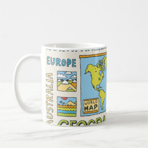 Caneca De Café Ilustração da Geografia da Vintagem Desenhada à Mã