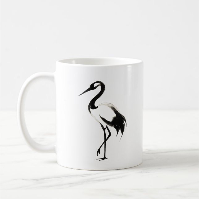 Caneca De Café Ilustração da grua de tinta - Zen Coffee Mug (Esquerda)