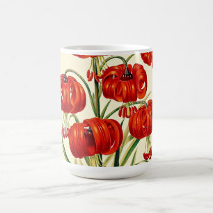 Caneca De Café Ilustração da Lily Vintage de Pompone Vermelho