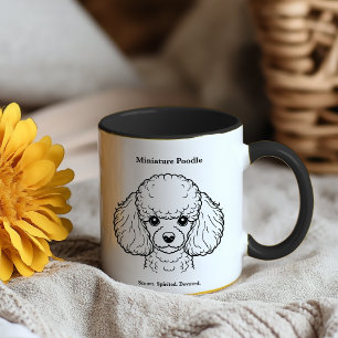 Caneca De Café Ilustração da Linha Preta do Retrato do Poodle Min