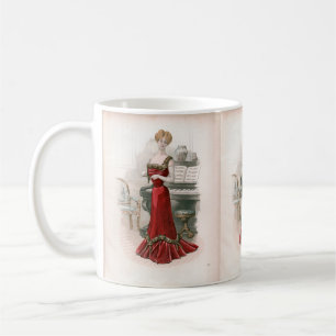 Caneca De Café Ilustração da Moda Pianista Vintage Edwardian