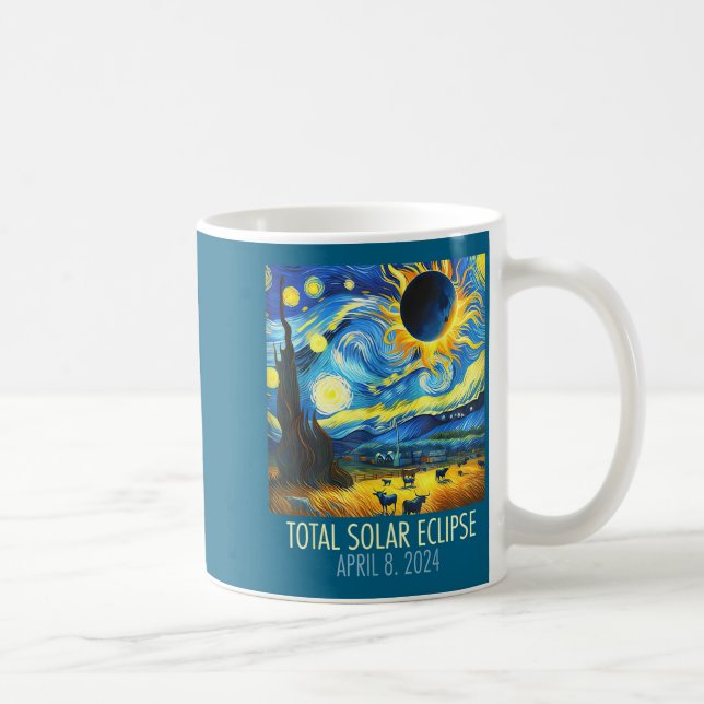 Caneca De Café Ilustração da Noite Estrelada do Eclipse Solar Tot (Direita)