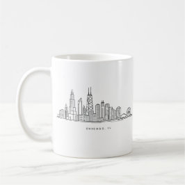 Caneca De Café Ilustração da paisagem urbana de Chicago IL