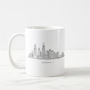 Caneca De Café Ilustração da paisagem urbana de Chicago IL