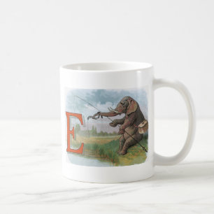 Caneca De Café Ilustração da pesca de pescadores de elefantes