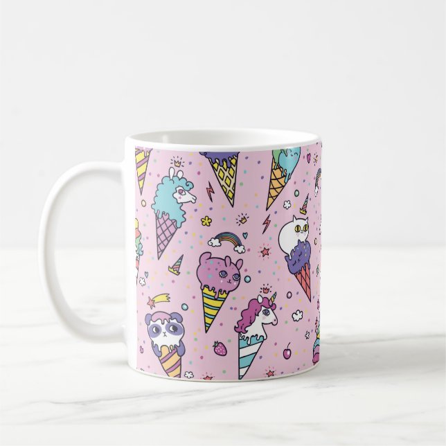 Caneca De Café Ilustração da safra de cones de sorvete que  (Esquerda)