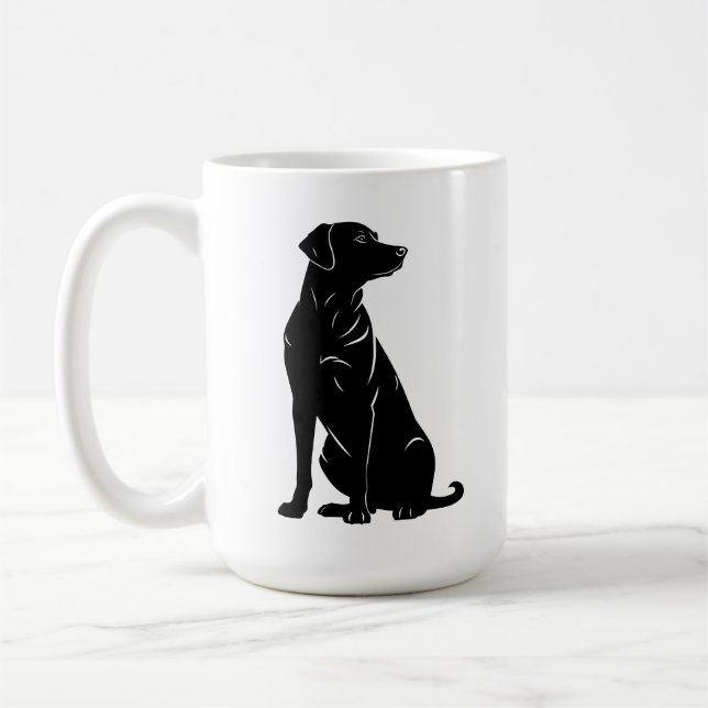 Caneca De Café Ilustração da silhueta labradora preta (Esquerda)