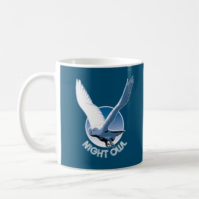 Caneca De Café Ilustração das aves voadoras - Coruja-Noite (Esquerda)