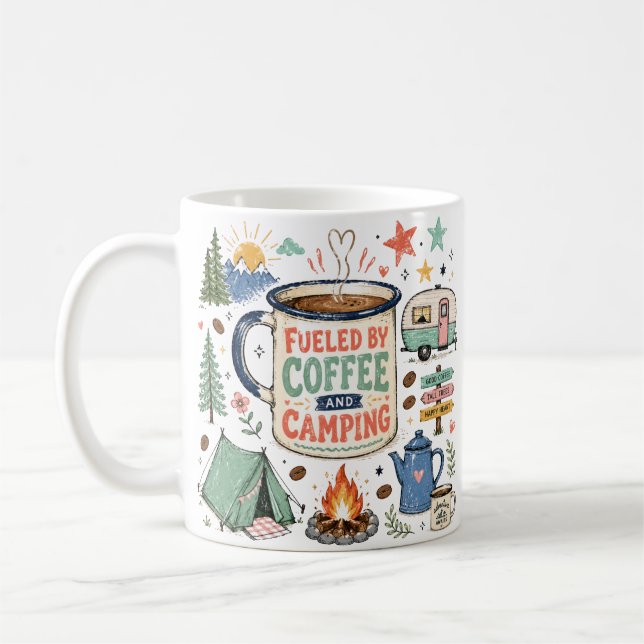 Caneca De Café Ilustração de Acampamento (Esquerda)