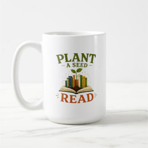 Caneca De Café Ilustração de Amante de Livro Vintage Planta uma S