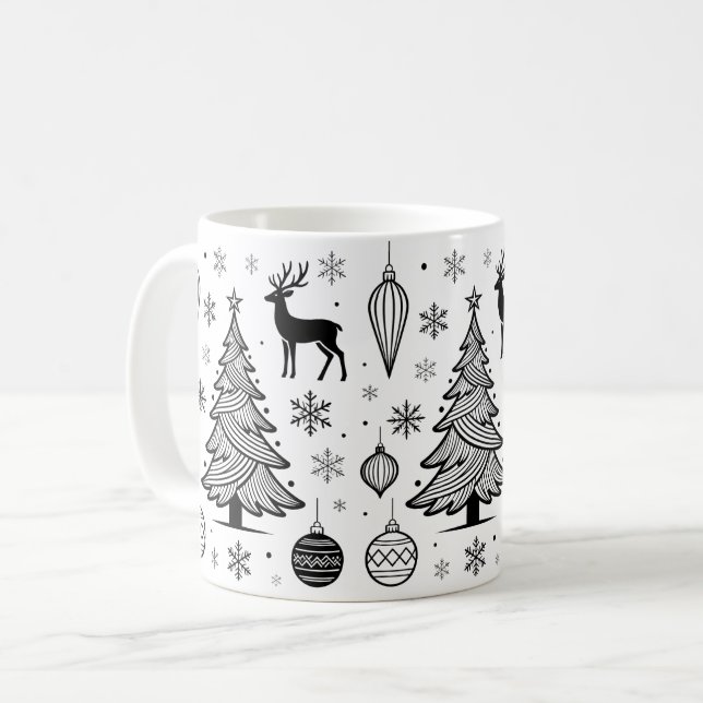 Caneca De Café Ilustração de Animais de Natal Fofos (Frente Esquerda)