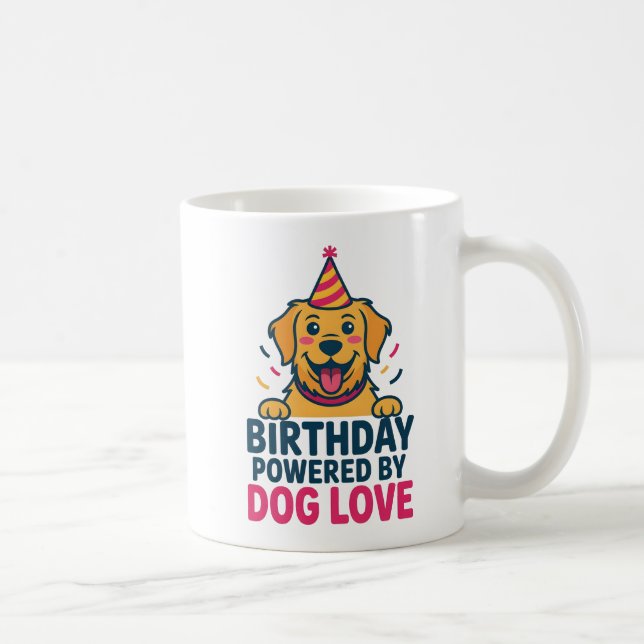 Caneca De Café Ilustração de Aniversário com Amor Canino (Direita)