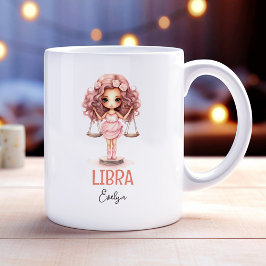 Caneca De Café Ilustração de Aquarela Cócica de Libra Nome Zodiac