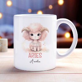 Caneca De Café Ilustração de Aquarela Cuta de Aries Nome Zodiac
