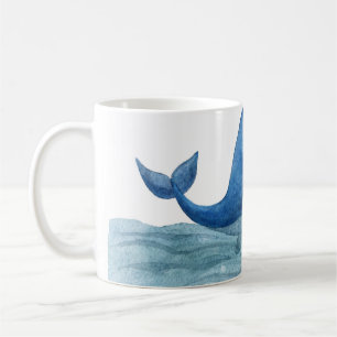 Caneca De Café Ilustração de Aquarela de Baleia Azul-Cura