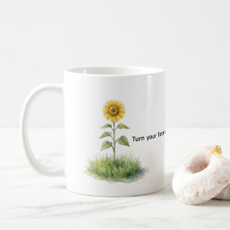 Caneca De Café Ilustração de Aquarela de Girassol