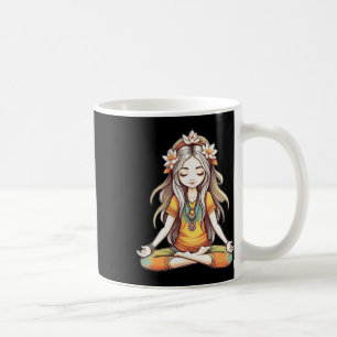 Caneca De Café Ilustração de Arte de Menina Hippie Groovy na Pose