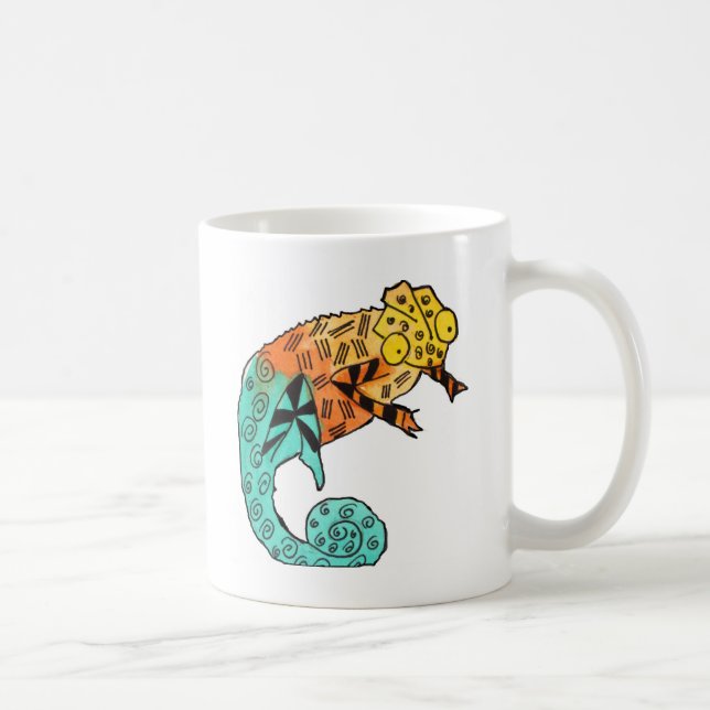 Caneca De Café Ilustração de arte réptil Chameleon (Direita)