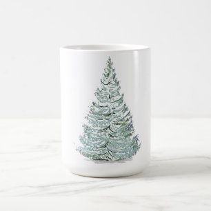 Caneca De Café Ilustração de Árvore de Spruce coberta por neve