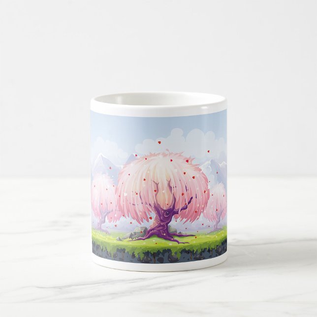Caneca De Café Ilustração de Árvores Rosa (Criador carregado)