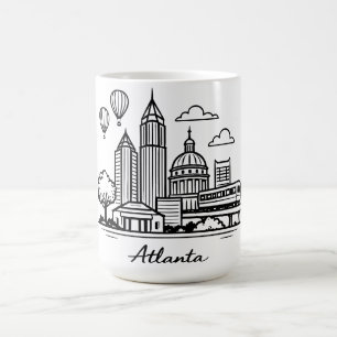 Caneca De Café Ilustração de Atlanta em linha preta