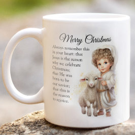 Caneca De Café Ilustração De Bebê Jesus E Lambe