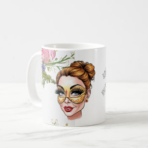 Caneca De Café Ilustração de Beleza de Mascarada Floral