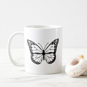 Caneca De Café Ilustração de Borboleta   Desenho de Animais e Nat