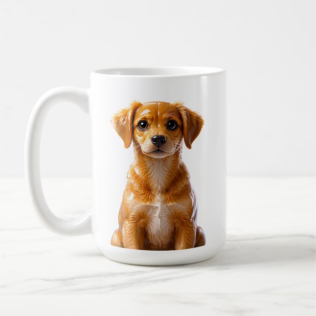 Caneca De Café Ilustração de Cachorrinho Marrom Fofo (Esquerda)