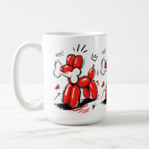 Caneca De Café Ilustração de Cachorro Balão Woof Vermelho em Pop