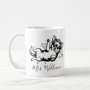 Caneca De Café Ilustração de cachorro Chihuahua, nome personaliza