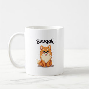 Caneca De Café Ilustração de cachorro fofo pomerânia Snuggle Vint
