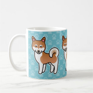Caneca De Café Ilustração De Cachorro Klee Kai, Branco E Vermelho