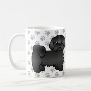 Caneca De Café Ilustração de Cão de Cartoon Negro Shih Tzu Cut