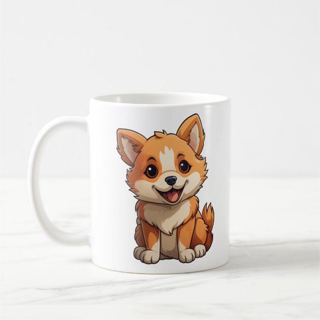 Caneca De Café Ilustração de cão de desenho animado (Esquerda)